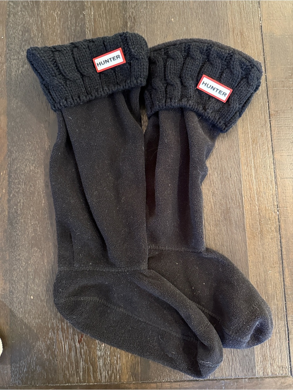 Hunter Fleece Boot Socks in Cream and Black - Picture 2 of 2